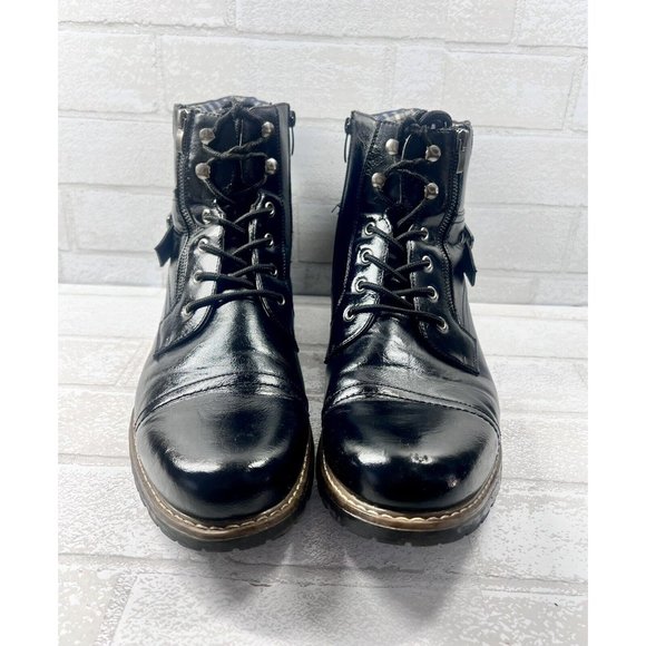 Bruno Marc Men's Philly-3 Black Military Combat Boots - 12M US - Picture 2 of 9